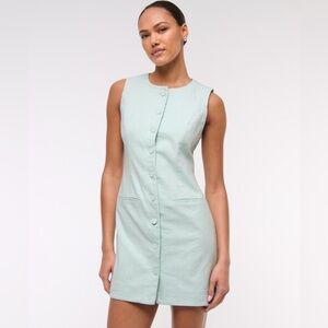 Abercrombie & Fitch Mint Mini Dress Linen-Blend